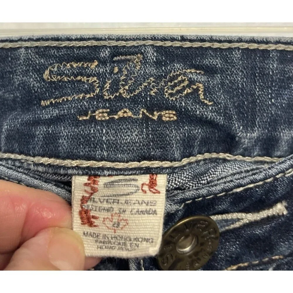 Silver Jeans Santorini Women's Size 28 Cropped Denim Capri Blue Jeans - Picture 5 of 15